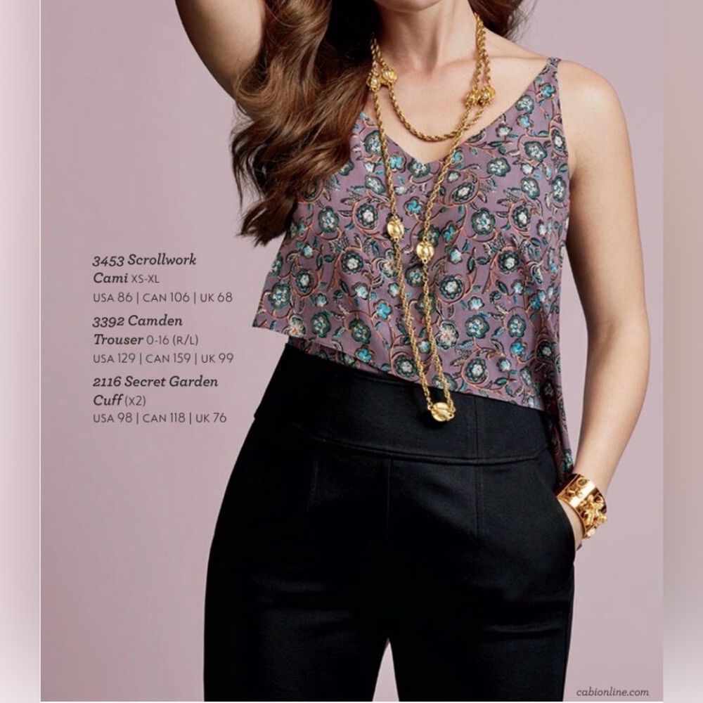 CAbi Scrollwork Floral Scrollwork Cami